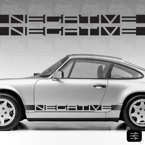 Image of NEGATIVE TYPE 964 SIDE SCRIPT DECAL SET - YOUR CUSTOM TEXT