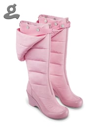 Image 1 of Pink Detachable Wedge Heel Long Boots “DOWN COAT”