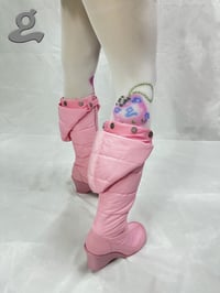 Image 3 of Pink Detachable Wedge Heel Long Boots “DOWN COAT”