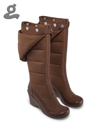 Image 1 of  Brown Detachable Wedge Heel Long Boots “DOWN COAT”