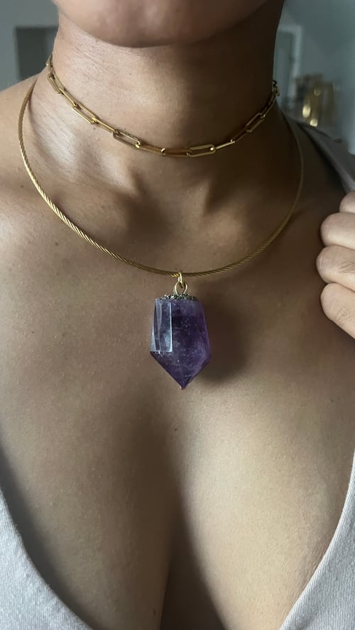 Image of TWILIGHT • Amethyst Twisted Cable Collar Necklace