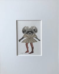 BAT GIRL Antique Paper Collage Anthropomorphic Surreal
