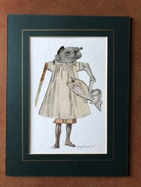JACQUES the Fishmonger Antique Paper Collage Anthropomorphic Surreal