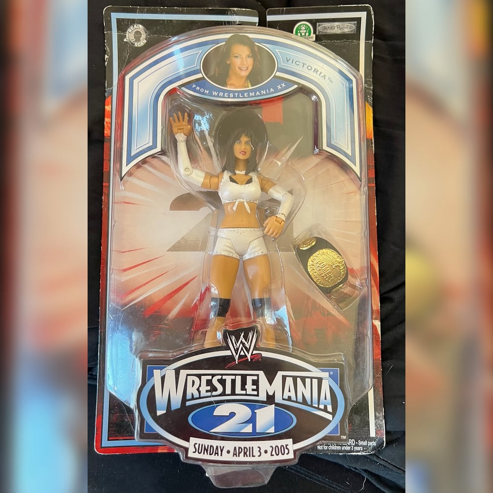 WWE Victoria WrestleMania 21 Action Figure with Womens Championship Belt + Free 8x10 + Kiss Card