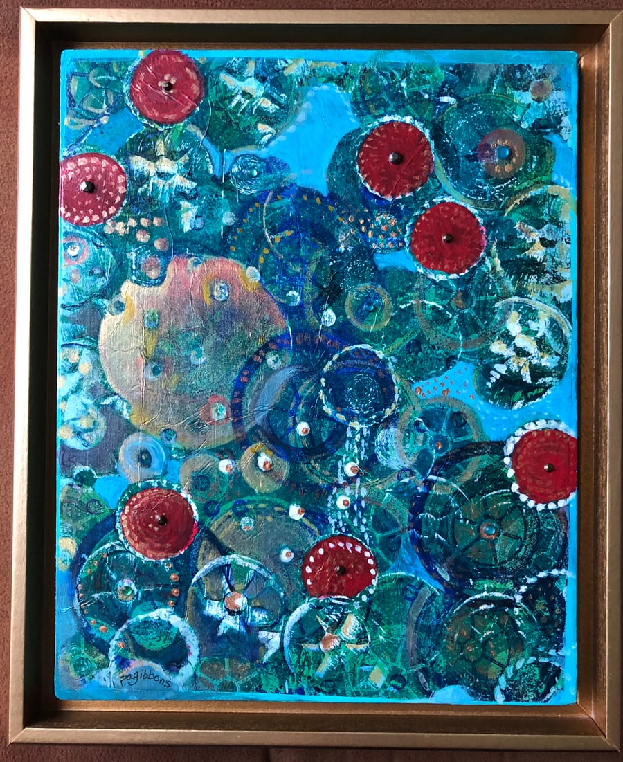 Image of THE SOULS OF THE SASSANIDAE WOMEN Acrylic and Collage on Wood