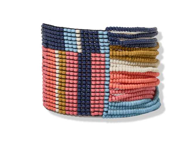 Image of Olive Color Block Beaded Stretch Bracelet