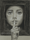 The Secret - Charcoal on Grey Paper - 9x12