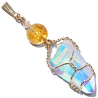Image 1 of Angel Aura Quartz Crystal 14K Gold Filled Pendant