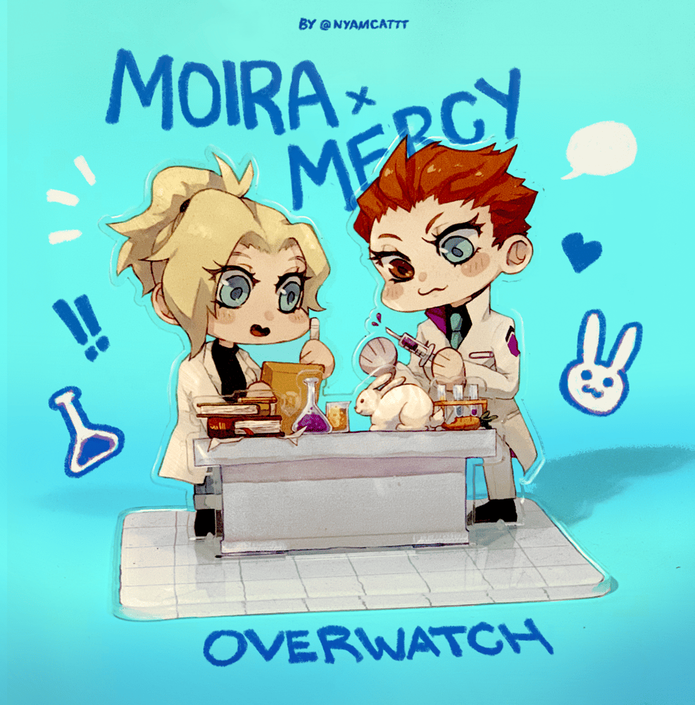 Image of Moira and Mercy Overwatch Acrylic Standee Set