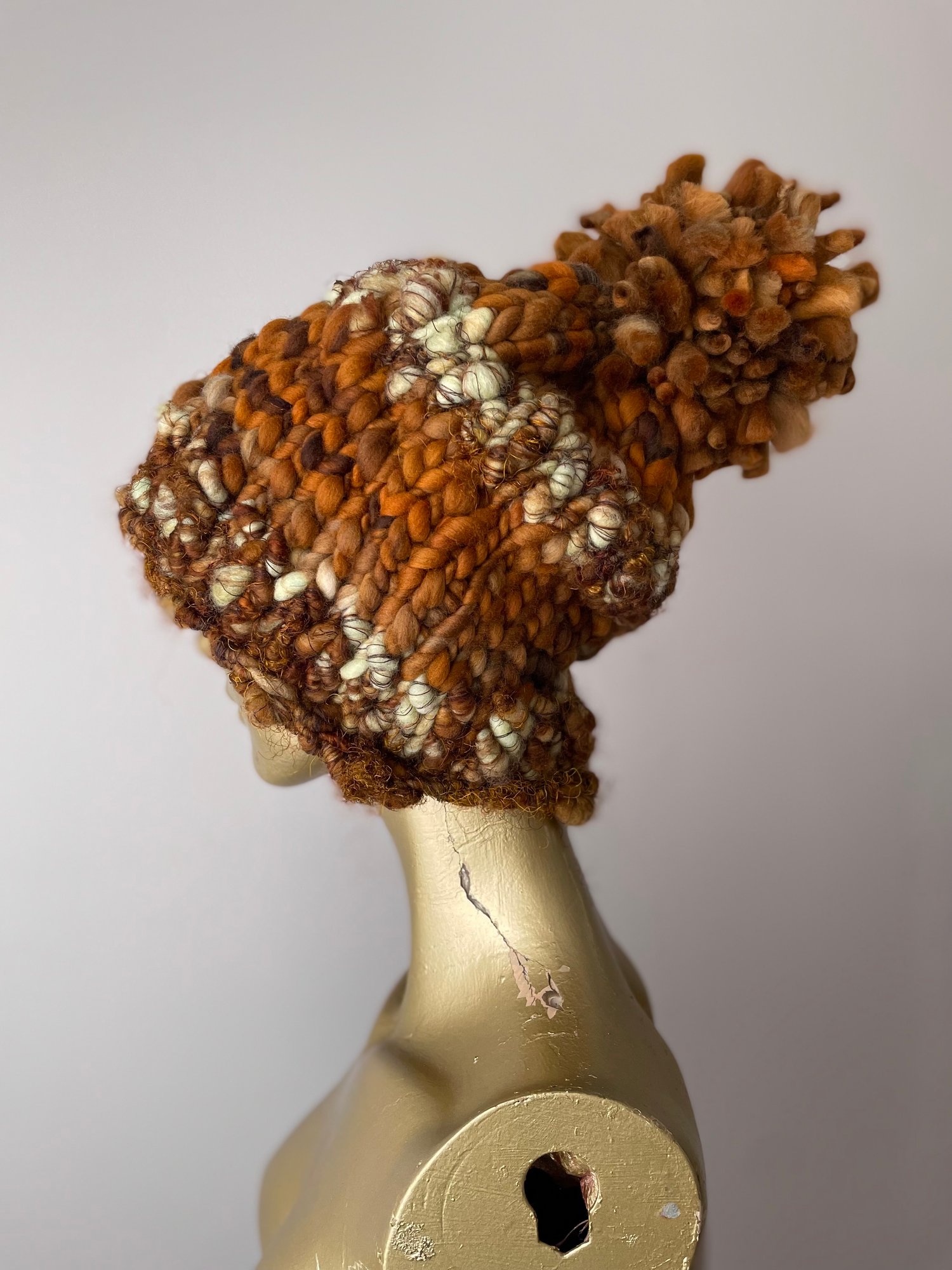 Image of Brown Giant Pom Hat