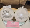 Large white personalised baubles 