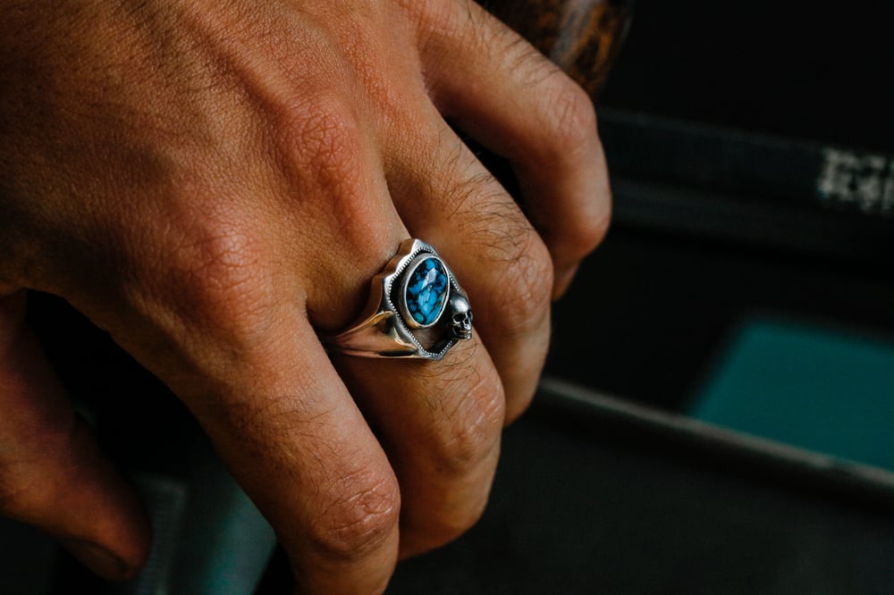 Image of Apache Blue Skull Ring