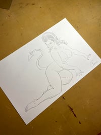 Image 2 of CURVY RETRO DEVIL GIRL Original sketch