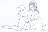 Image 1 of CURVY RETRO DEVIL GIRL Original sketch