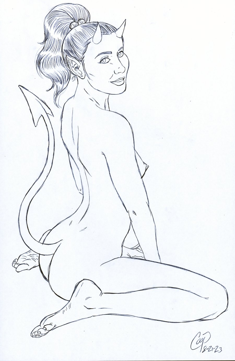 Image of PETITE DEVIL GIRL Original sketch