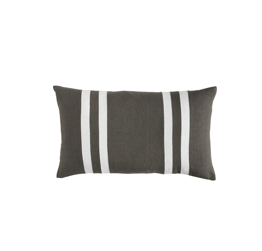 Image of Olive Linen Striped Cushion 