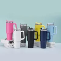 40oz Thermos Stainless Steel Straw Cup with Handle Large Capacity Car Water Bottle