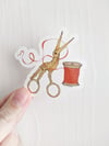 Crane Embroidery Scissors Sticker