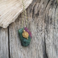 Image 1 of Ruby Zoisite Gold Amulet