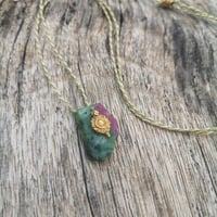 Image 4 of Ruby Zoisite Gold Amulet