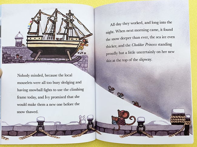 Mice on the Ice original art: Cheddar Princess on Skis