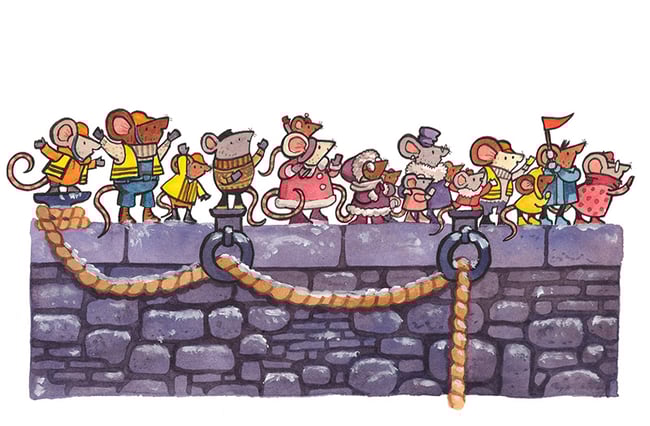 Mice on the Ice original art: Waving Off the Cheddar Princess