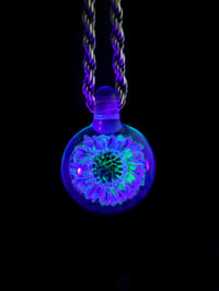 Image 5 of Uv glow flower with dichro flower of life backing 