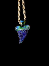 Image 1 of Crushed opal & dichro shark tooth pendant.