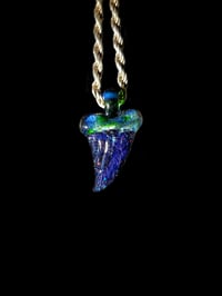 Image 2 of Crushed opal & dichro shark tooth pendant.