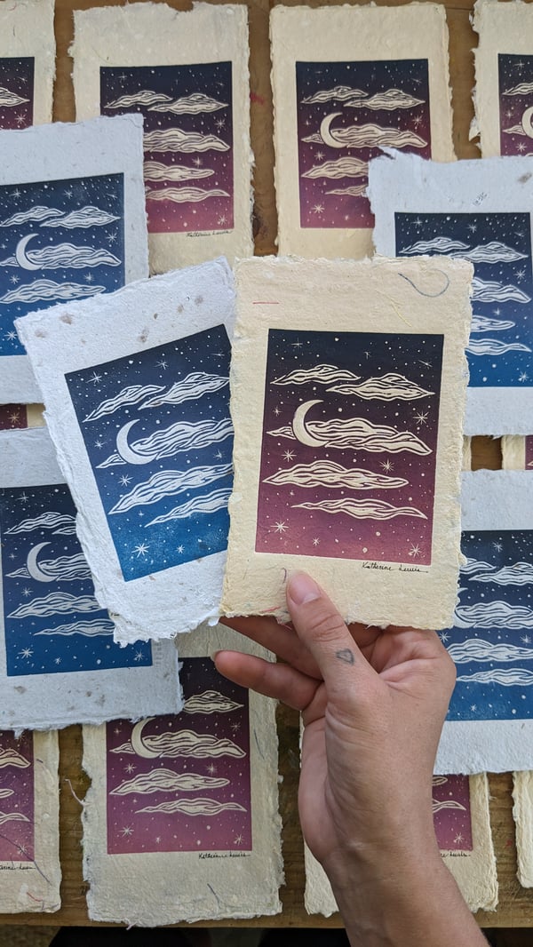 Image of Dreaming Linocut Print 