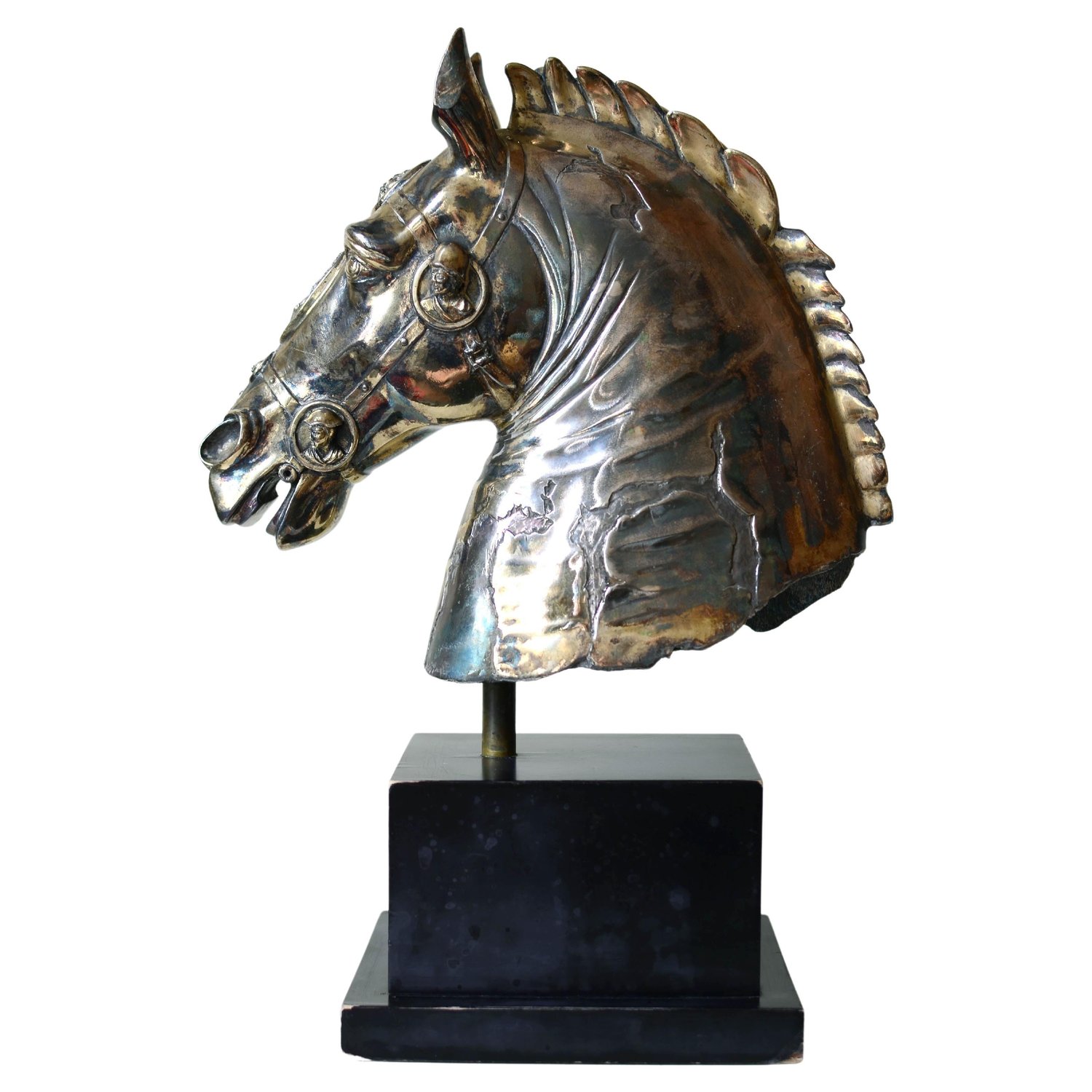 Image of Silver plated vintage Equestrian bust of a horse, after Classical Antiquity