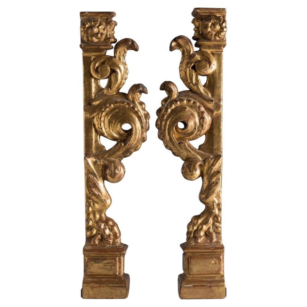 Image of PAIR OF LATE 17TH CENTURY GILTWOOD SPANISH ALTARPIECE ELEMENTS
