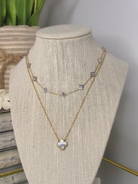 Image 4 of 14kt Mini Clover Necklace (Black or White)