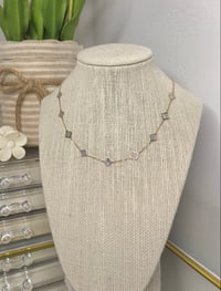 Image 3 of 14kt Mini Clover Necklace (Black or White)