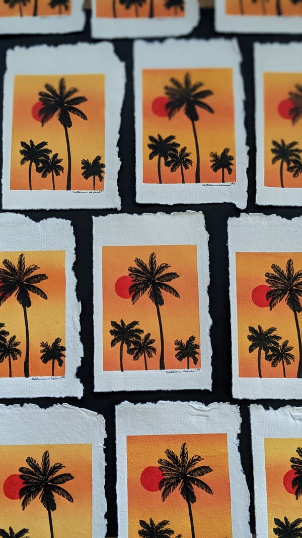 Image of Sunset Linocut Print 