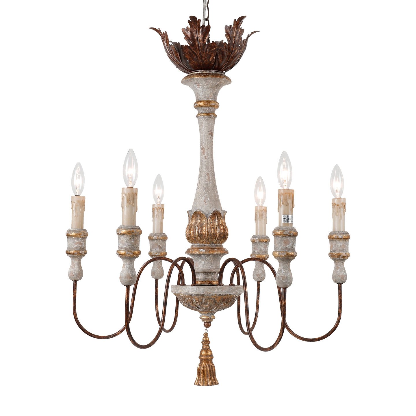 Image of Antique European style 6-light chandelier