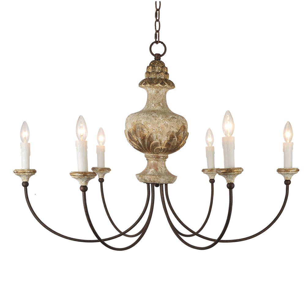 Image of Flemish inspired European Antique style 6-light chandelier