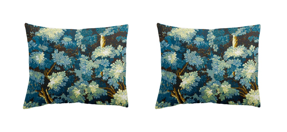 Image of Pair of Floral Linen Pillow Cushions - Joli Boise Motif - Designed and Made in Paris