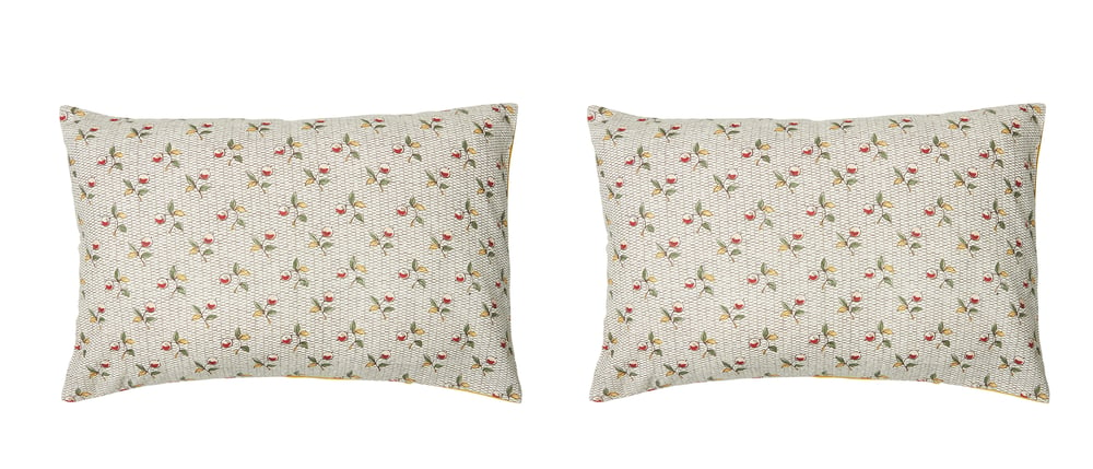 Image of Pair of large Linen Pillow Cushions - Baies Pattern - Designed and Made in Paris