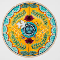  "Collective healing"- Peace merkaba Textile Meditation Mat with fringe