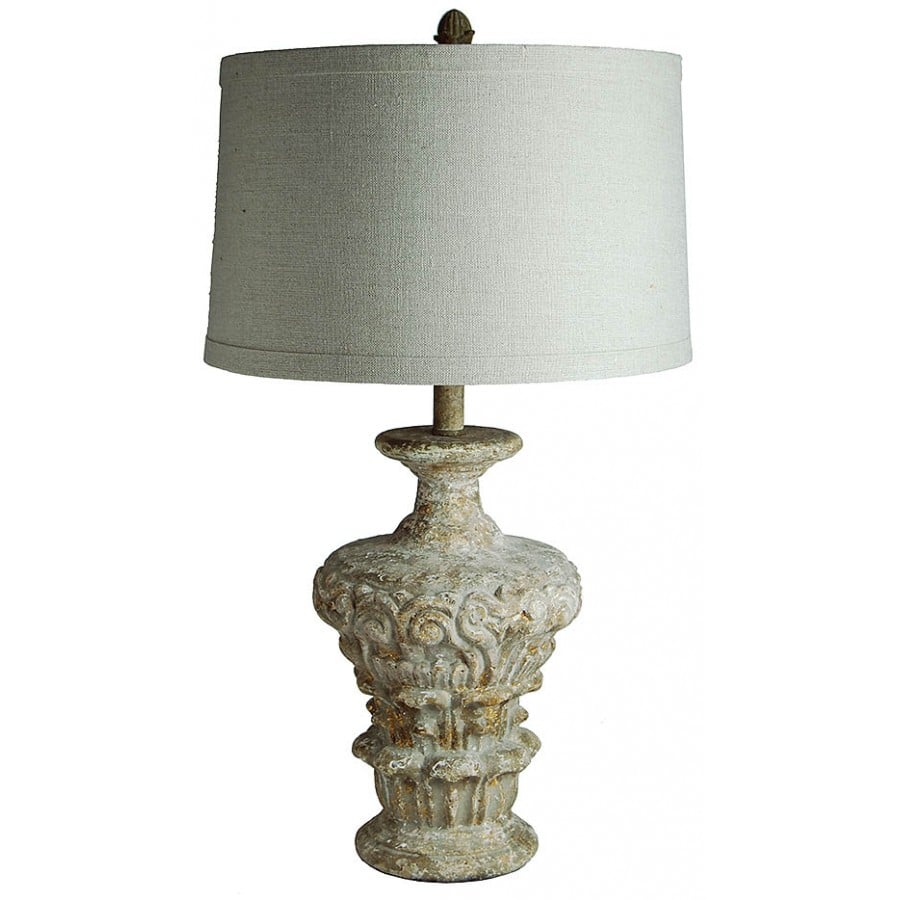 Image of Handcarved wooden table lamp in the manner of a Classical Antique Urn or Capital