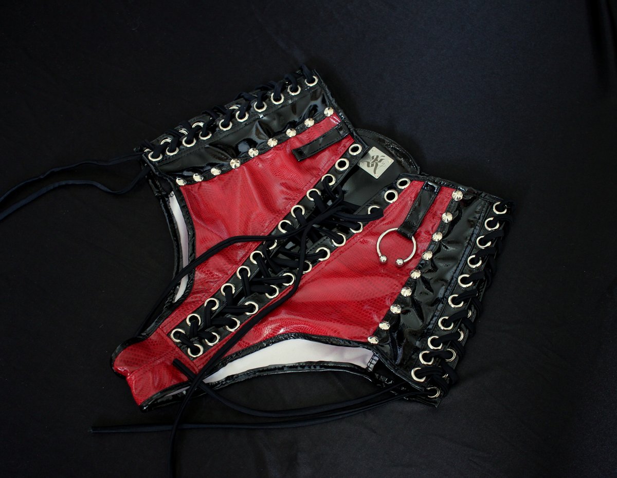 Image of Reptilia Lace up Panty in burgundy (Size S)