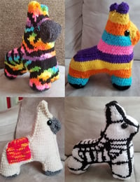 Image 1 of Knitted Pinatas: Classic, Pastel, Zebra, Electric Zebra, Llama, and Skeleton Options Available