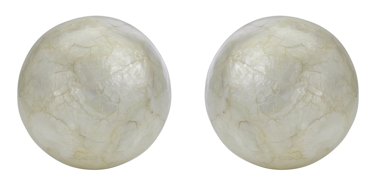 Image of Pair of ivory toned capiz shell orbs