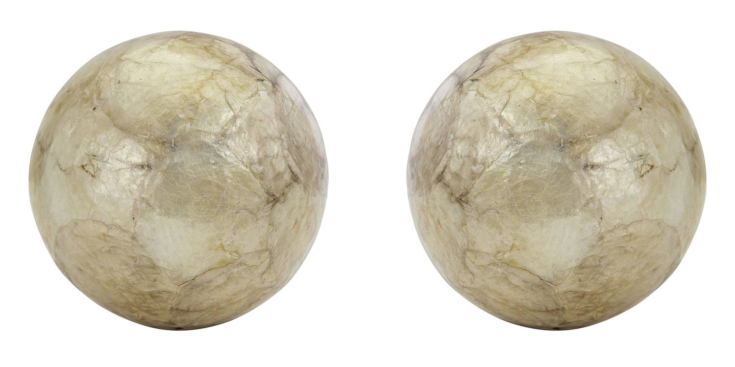 Image of Pair of champagne toned capiz shell orbs