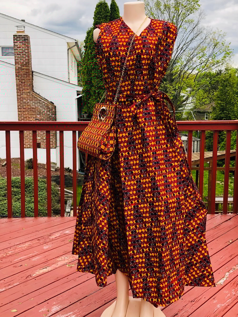Image of Long Maxi Dress/ Hair Wrap and Bag Included/ one size 