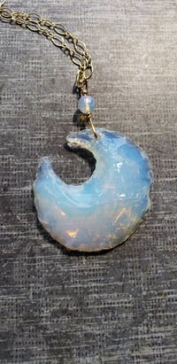 Carved Opalite Crescent Moon Pendant
