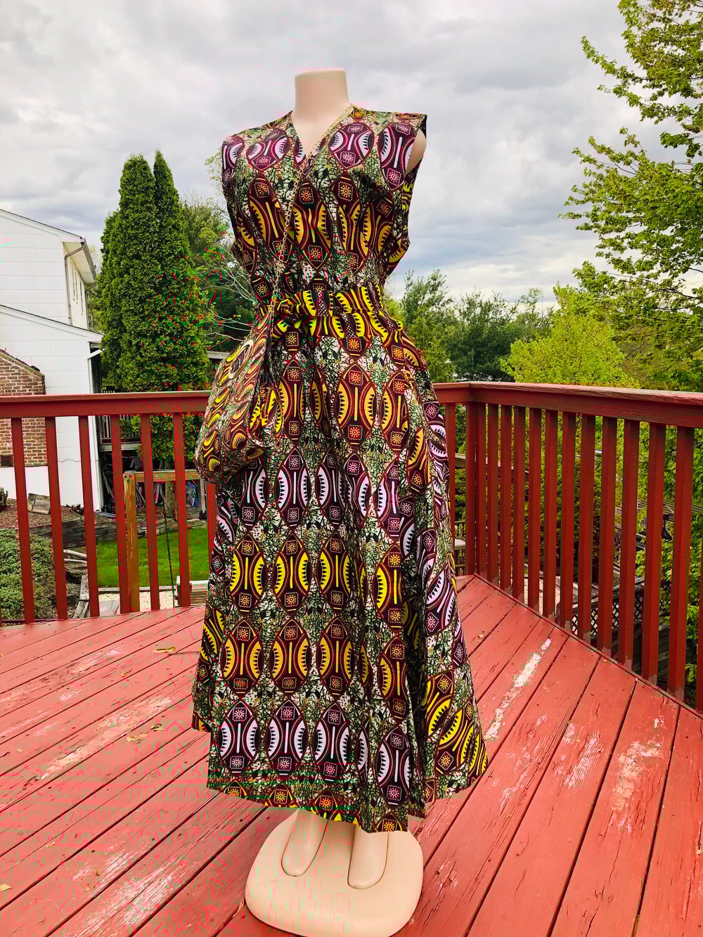 Image of Long Maxi Wrap Dress/ Hair Wrap and Bag Included one size