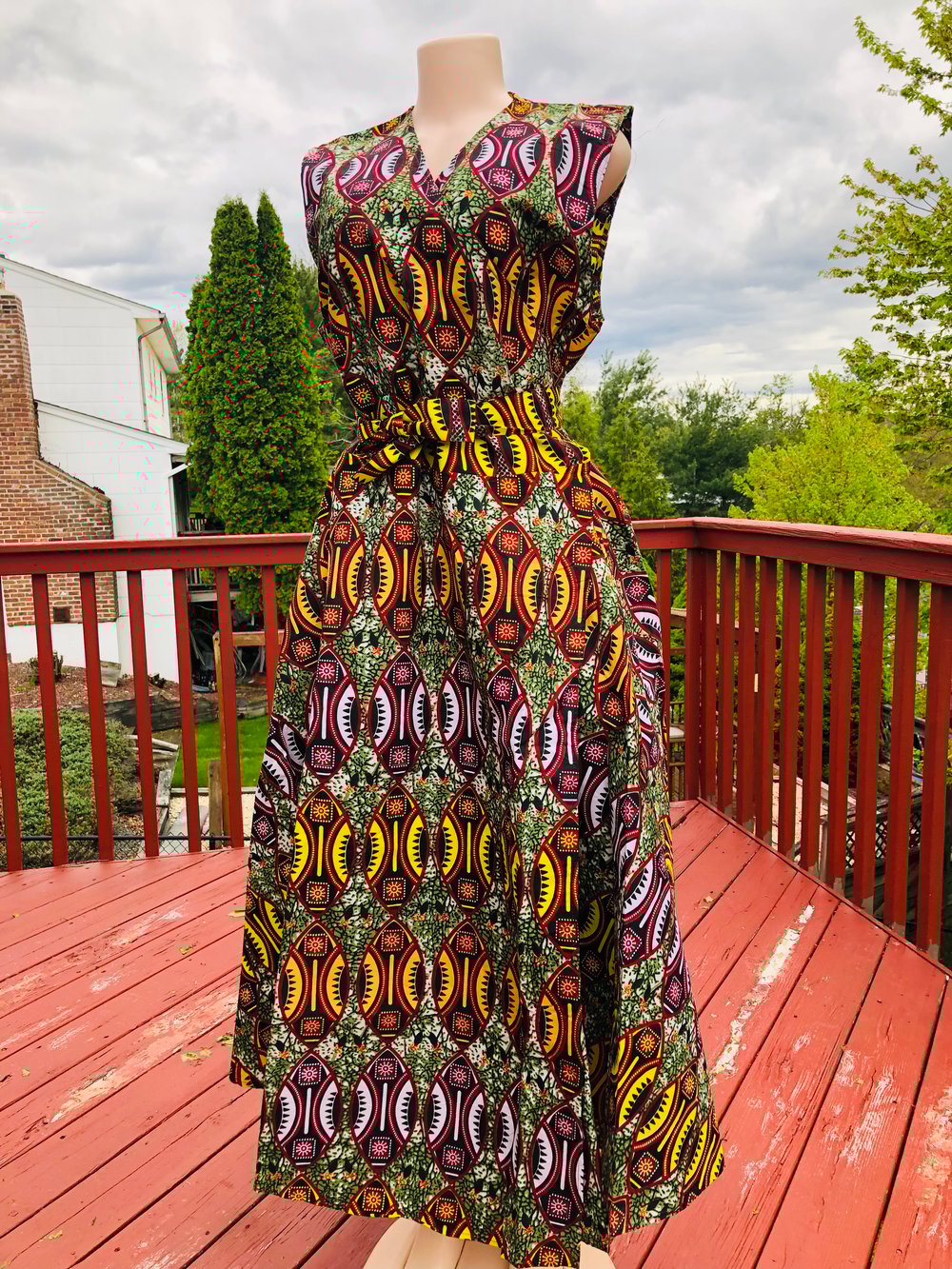 Image of Long Maxi Wrap Dress/ Hair Wrap and Bag Included one size
