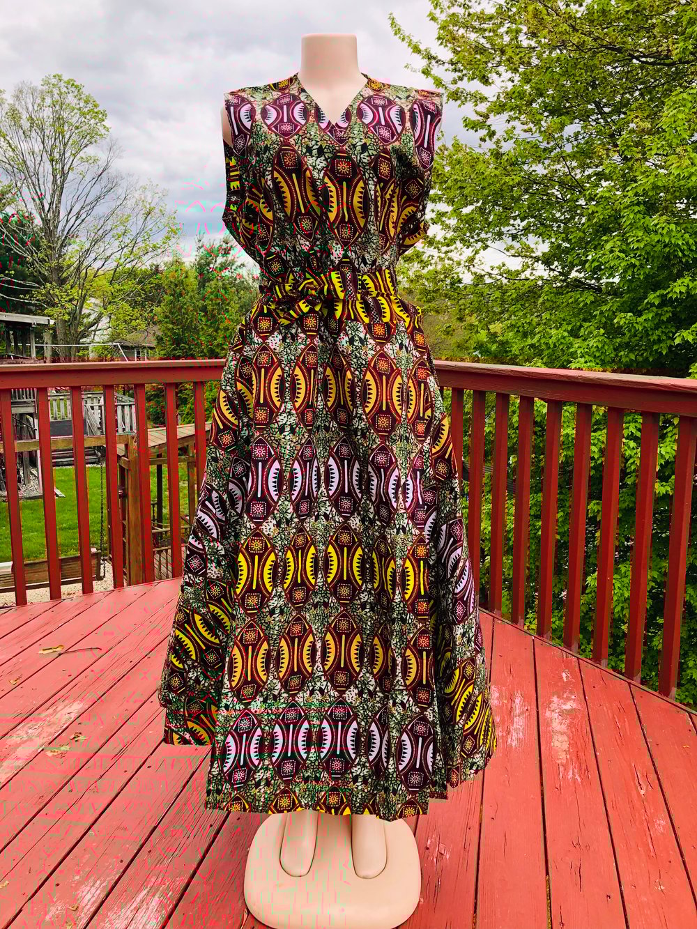Image of Long Maxi Wrap Dress/ Hair Wrap and Bag Included one size